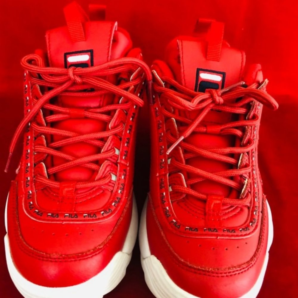 Fila Disruptor 2 Premium Red Sneakers 7 - Picture 4 of 11